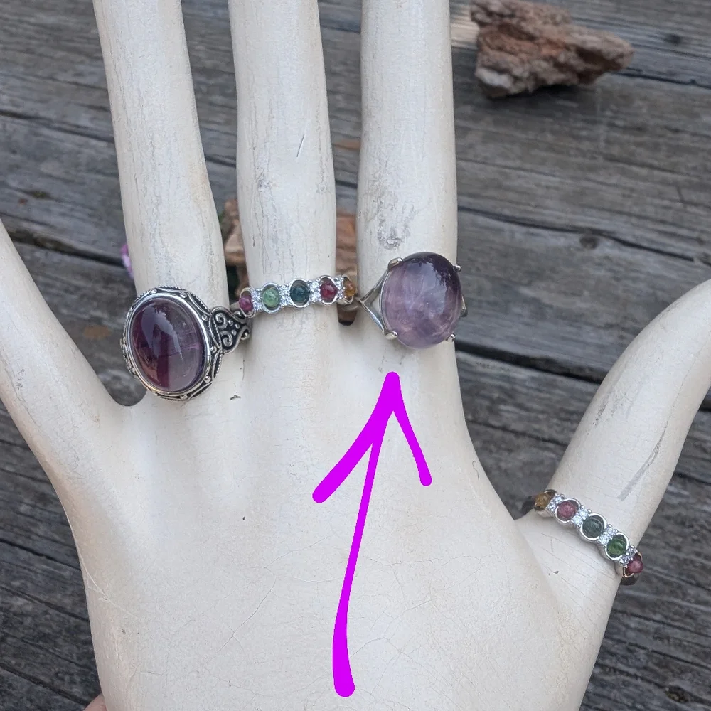 Gorgeous Rainbow Fluorite Gemstone Ring. Adjustable Ring Size 8-10 - Picture 8 of 8